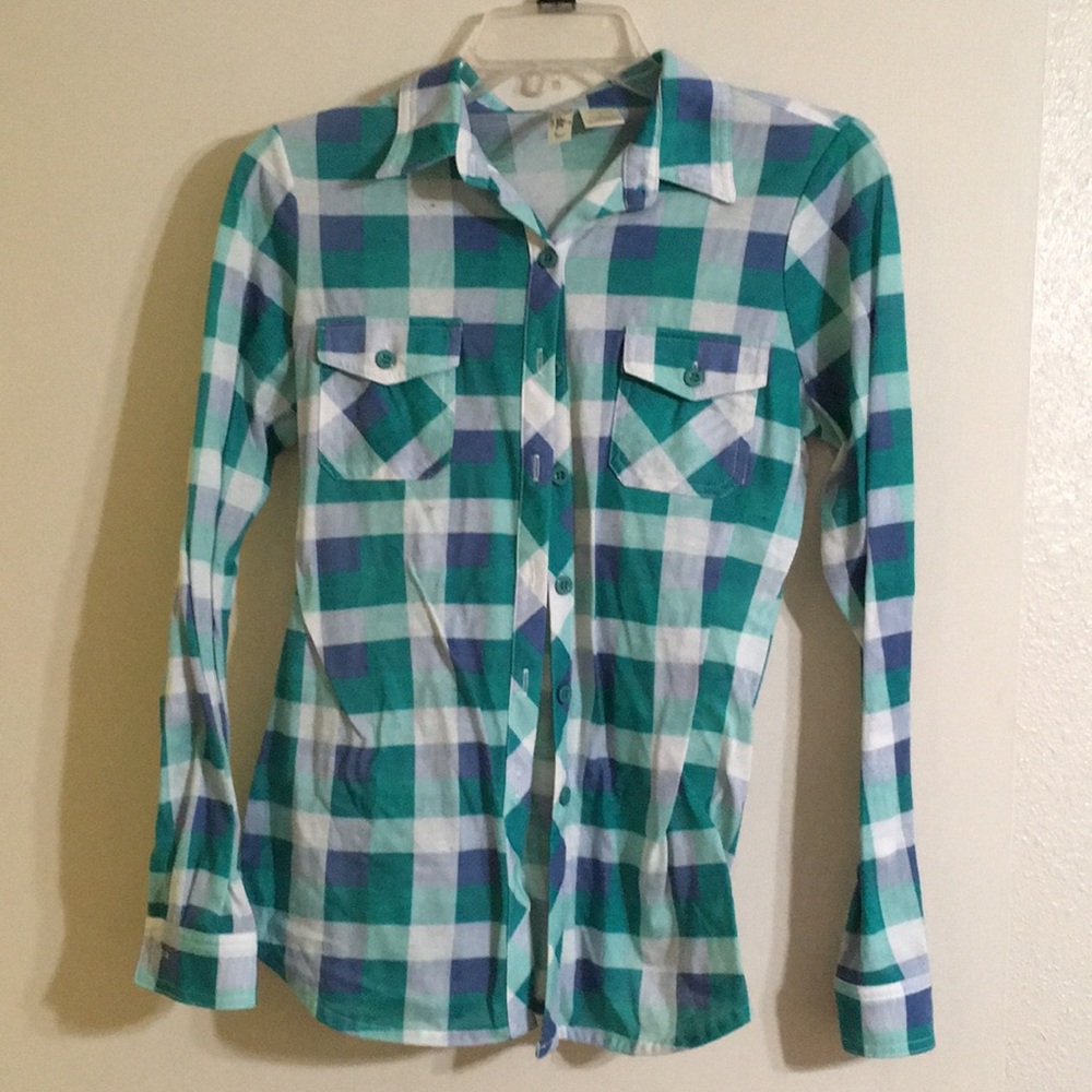 Blue and Green Button-Up Flannel
